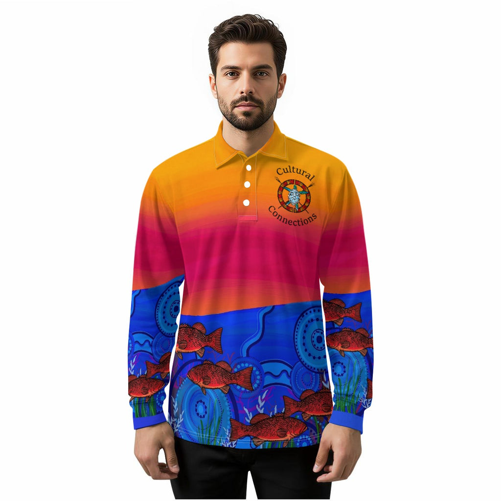 Sunset Dreamtime Men's Long Sleeve Polo Shirt