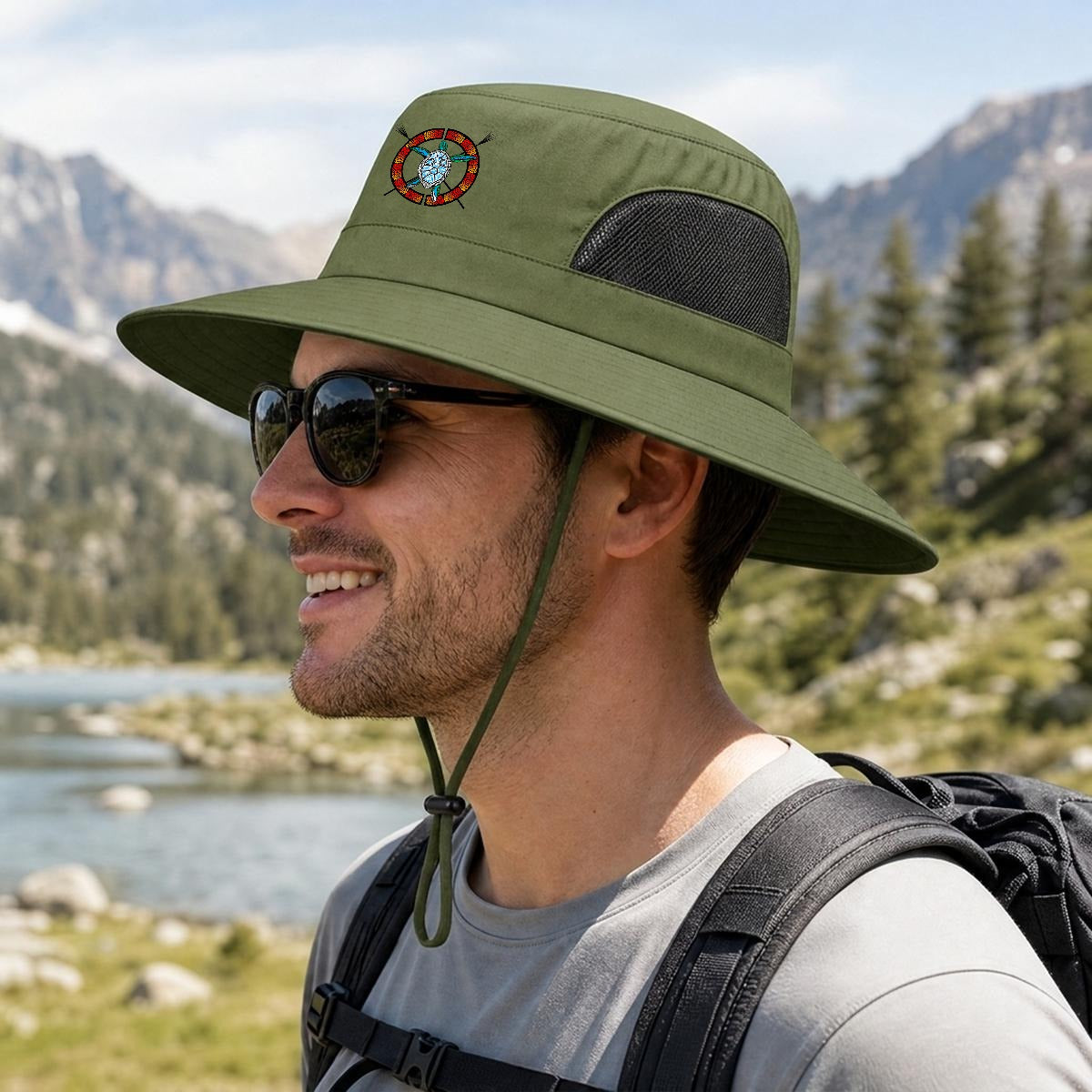 Logo Wide Brim Outdoor Sun Hat