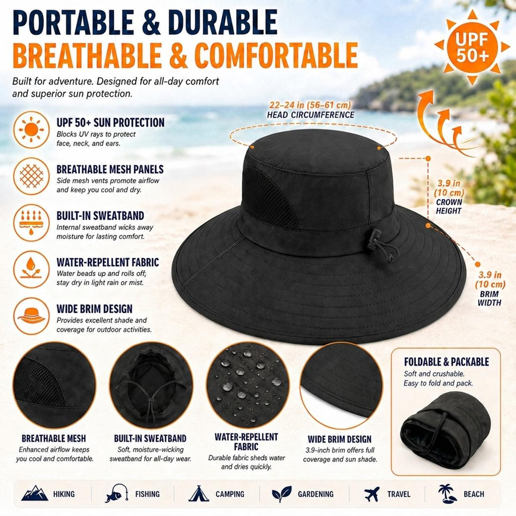 Logo Wide Brim Outdoor Sun Hat