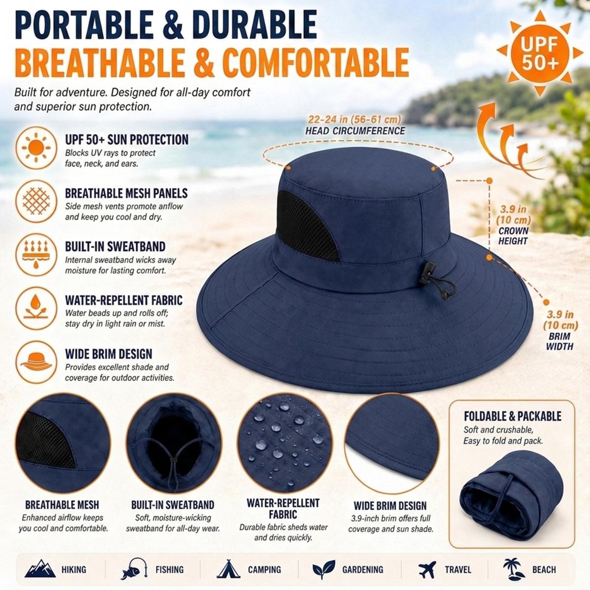 Logo Wide Brim Outdoor Sun Hat