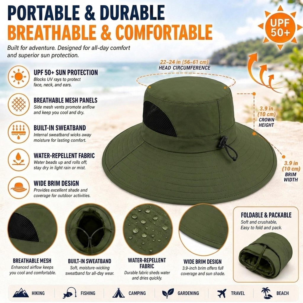 Logo Wide Brim Outdoor Sun Hat