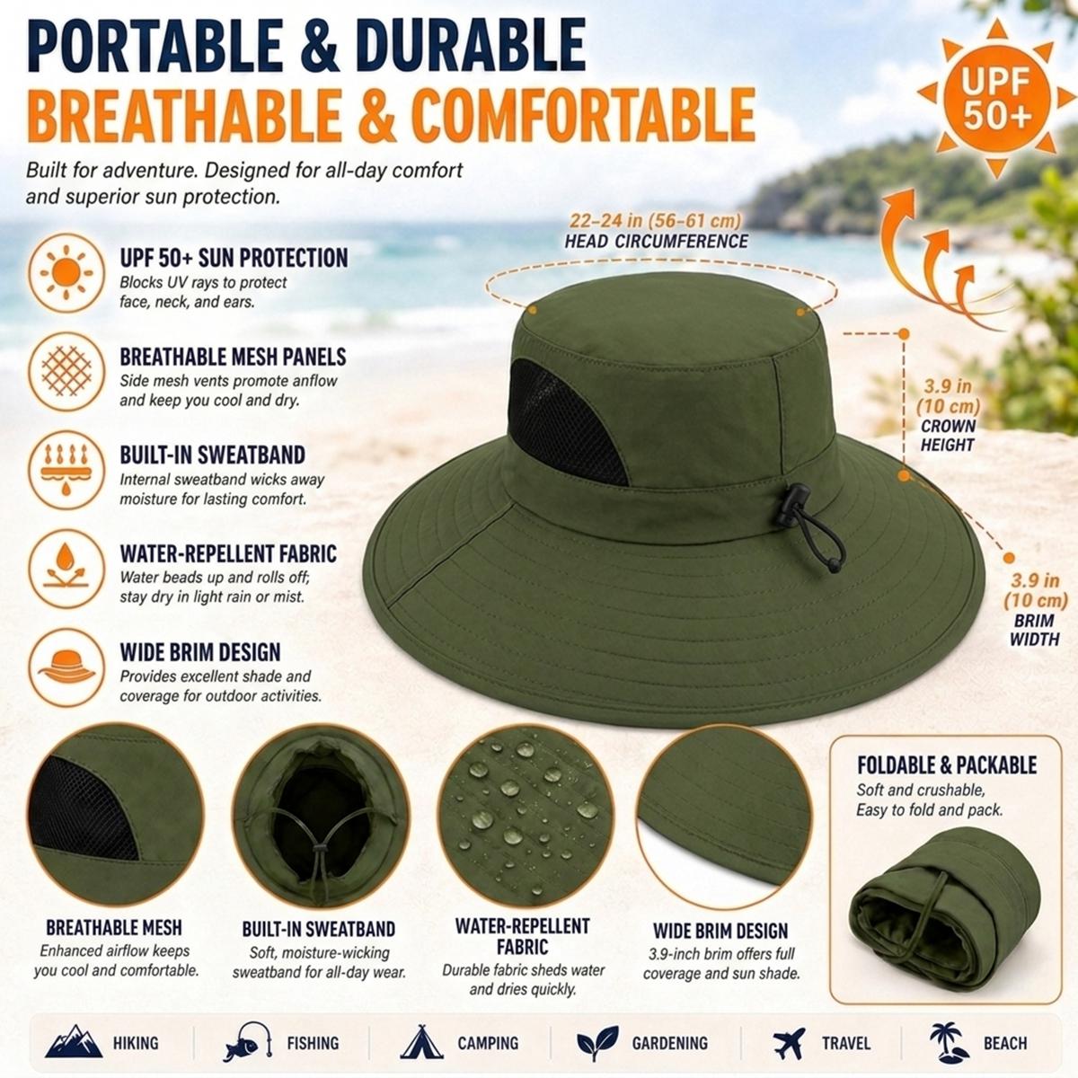 Logo Wide Brim Outdoor Sun Hat
