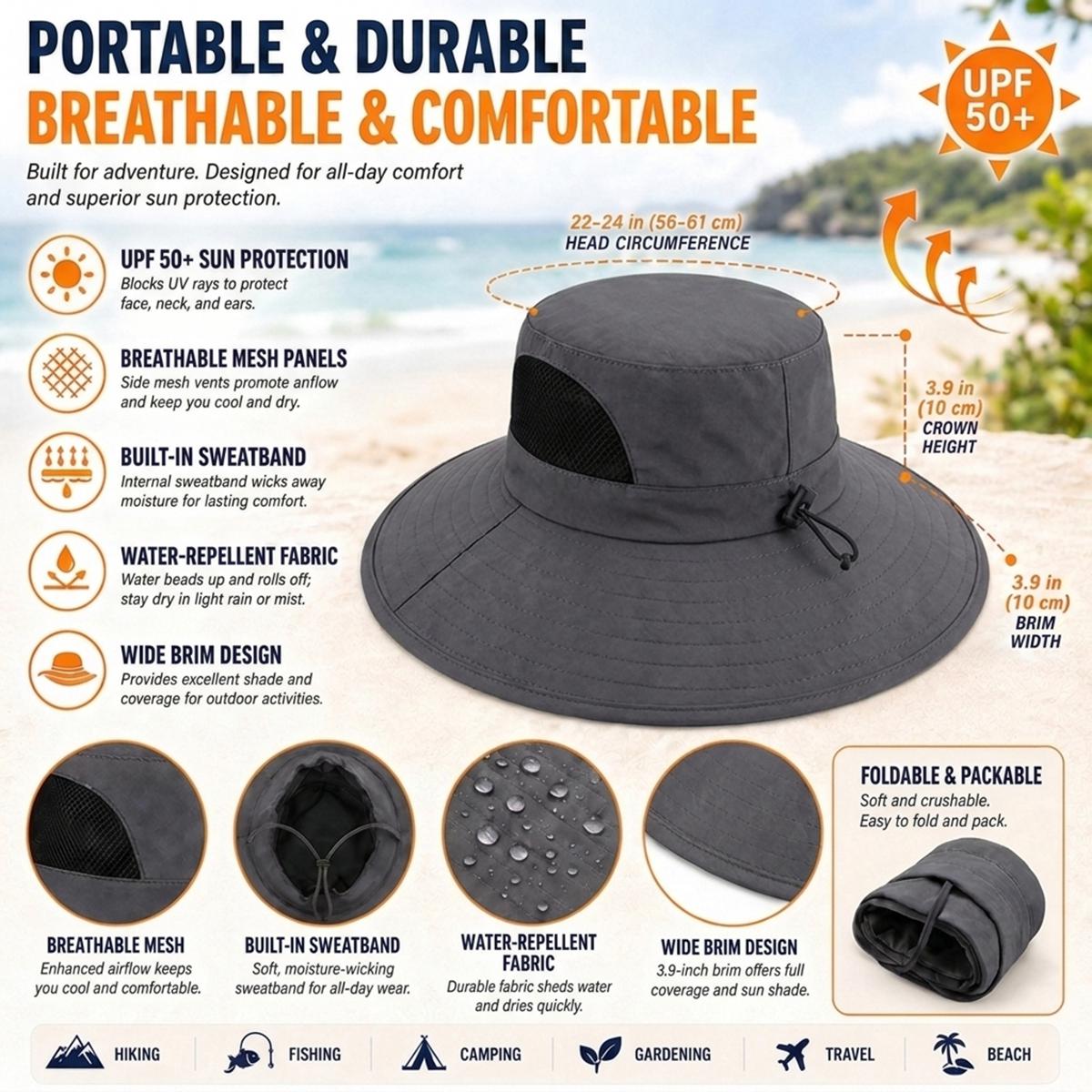 Logo Wide Brim Outdoor Sun Hat