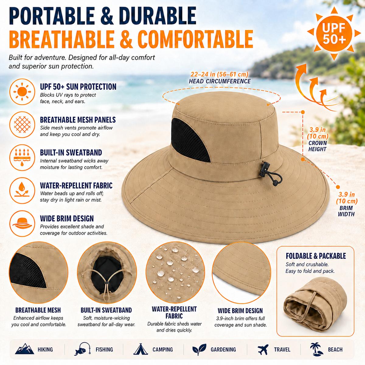 Logo Wide Brim Outdoor Sun Hat