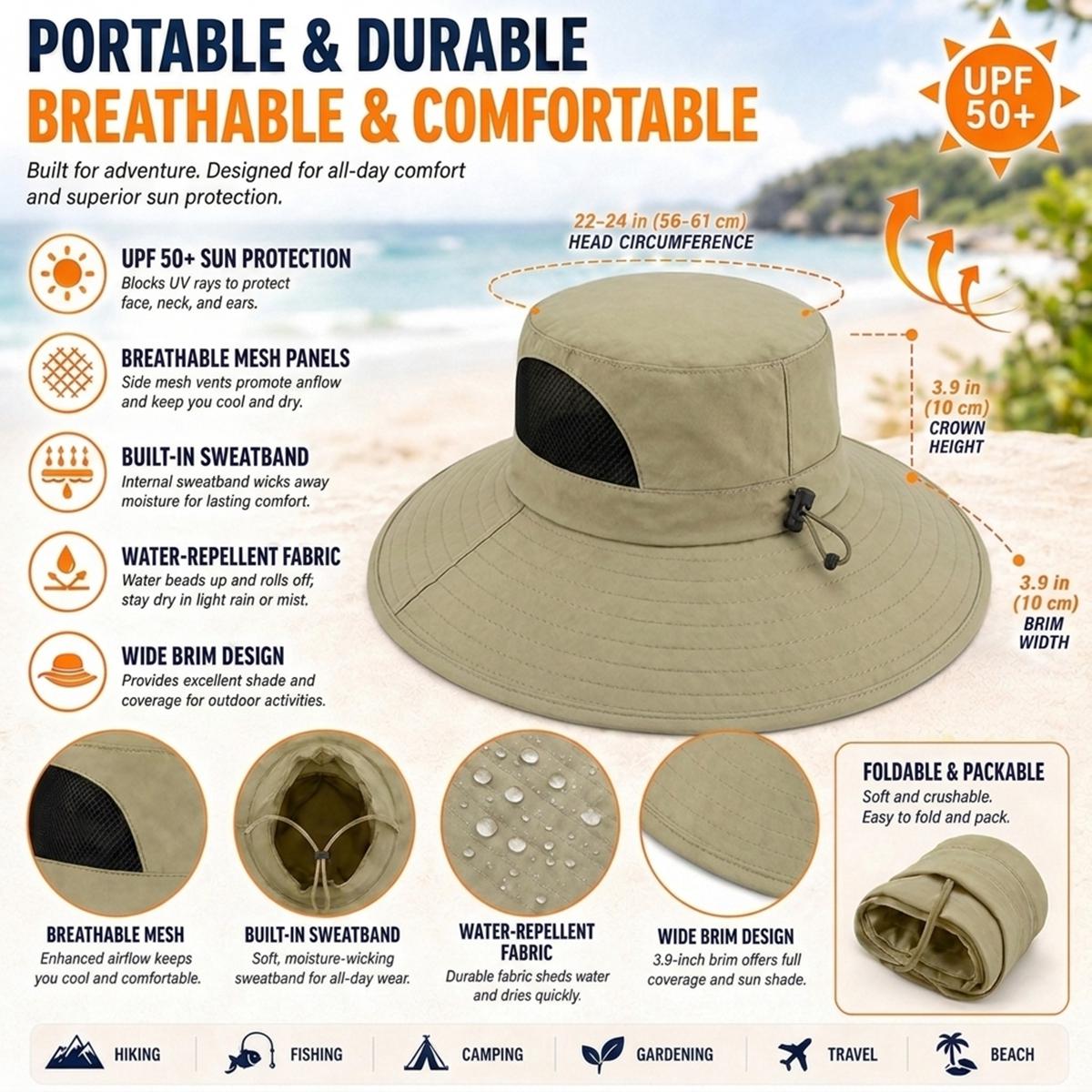 Logo Wide Brim Outdoor Sun Hat