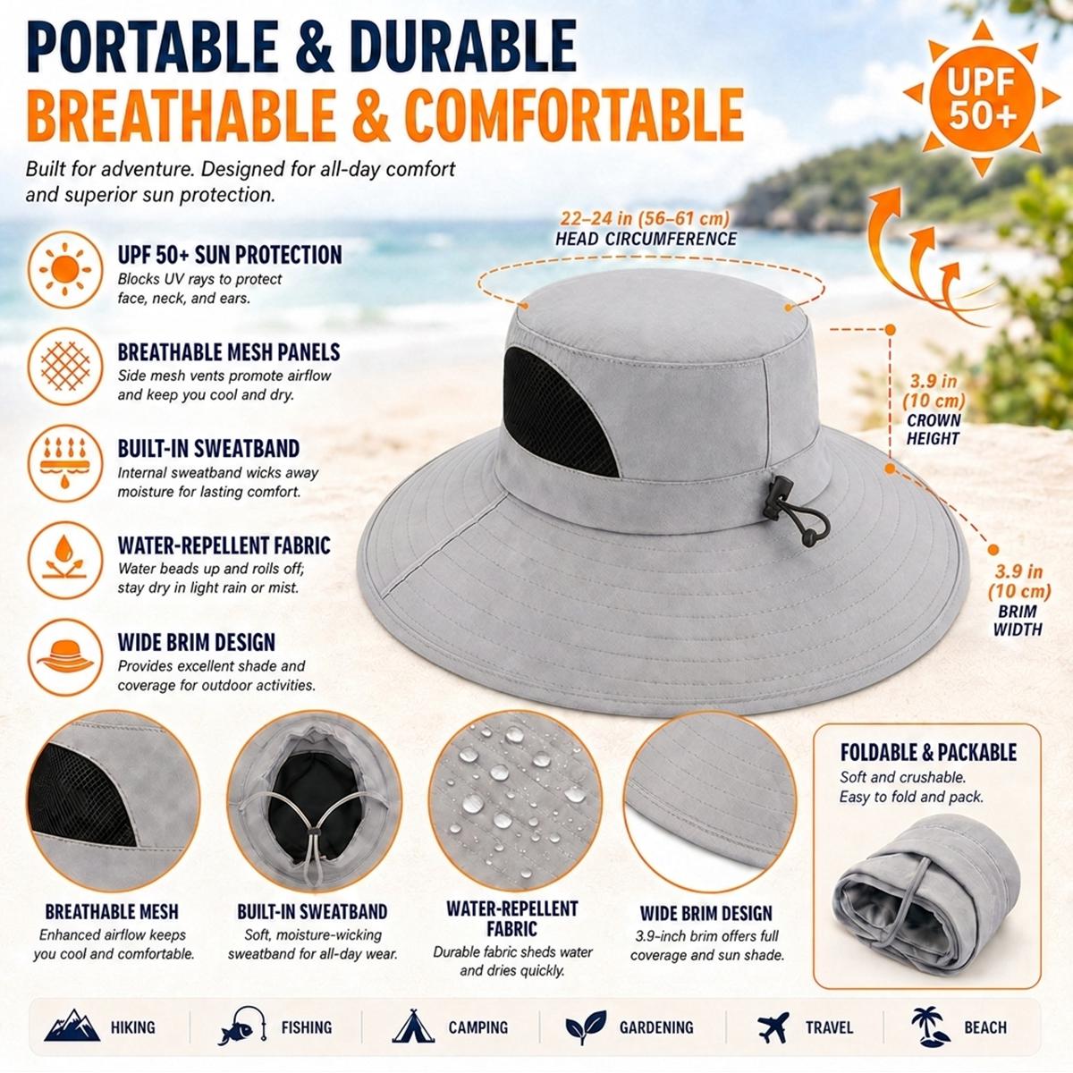 Logo Wide Brim Outdoor Sun Hat